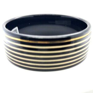 Black enamel 14kt yellow gold and cream enamel bangle